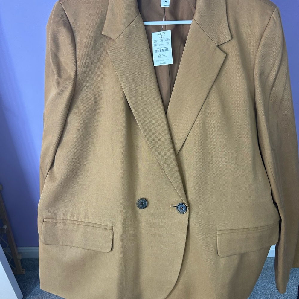 J. Crew Double-Breasted Camel Blazer